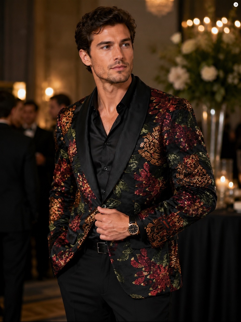 Insomnia Floral Sequin Blazer Formal Statement Jacket Maximalist
